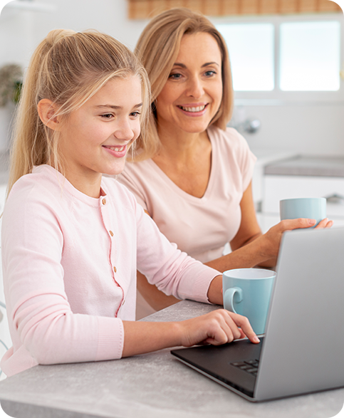 mother-daughter-working-laptop